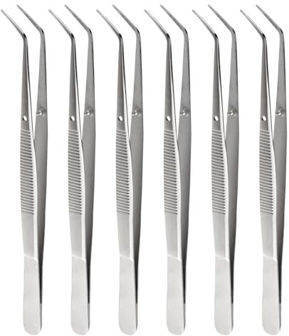 SAIIURV 6 piezas Pinzas multiusos de acero inoxidable, pinzas universales de 6 pulgadas / 15,5 cm, ideales para cocinar, parrillar, hornear, coser (6PCS)