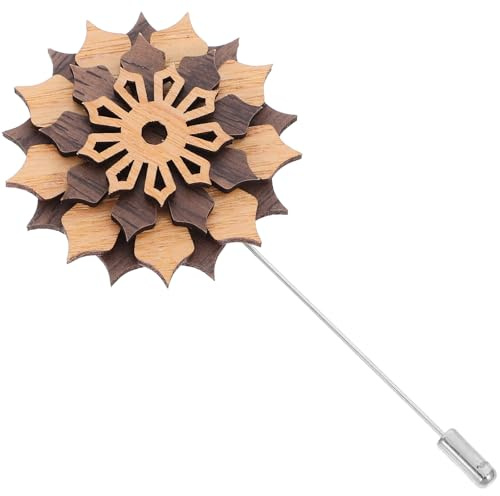 NIYANGLE Épingle à Boutonnière Bois pour Homme, Broche Fleur Costume, Épingle Décorative pour Tenue Professionnelle et Formelle