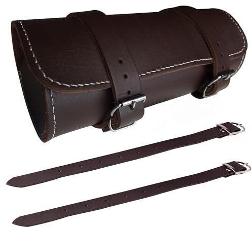 Full Grain Cowhide Leather Motorcycle Motorbike Tool Roll Saddle Bag TR9