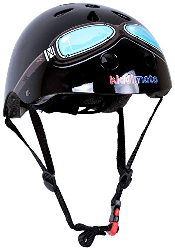 Kiddimoto KMH044M - Fahrrad Skater Helm für Kinder Black Goggle, Gr.M (5-14 Jahre)