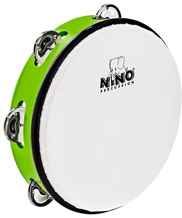 Nino Percussion Headed Tambourine Instrument - Musikinstrument für Kinder ab 5 Jahren - Durchmesser 8 Zoll - Kunststoff, Grün (NINO51GG)