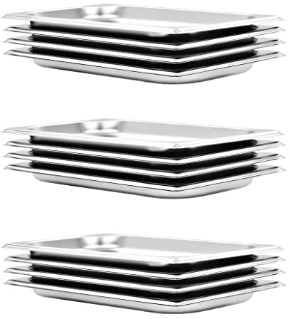 vidaXL 12x Contenitori Gastronorm Impilabili Universali Rettangolari Atossico Teglie Cucina GN 1/3 20mm in Acciaio Inox Argento