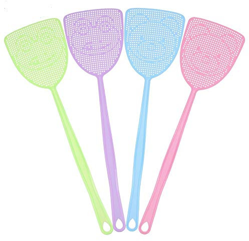 Chelory Lot de 4 tapettes à mouches manuelles en plastique souple et résistant 44,5 cm de long pour lutter contre les insectes nuisibles avec des couleurs assorties