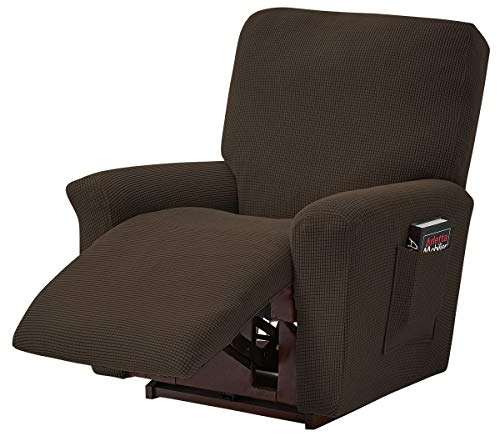 ele ELEOPTION Recliner Sofabezug, Stretch Ruhesessel Bezug, Spandex Jacquard 4-teilige Relaxsessel Bezug, Stretchhusse für Liegesessel Relaxsessel Massagesessel (Braun)