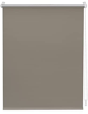 Lichtblick Thermorollo ohne Bohren, Klemmfix, Verdunklungsrollo, Hitzeschutz, Sichtschutz, Wandmontage, Deckenmontage, Rollo für Fenster und Türen Taupe,B75 x H150 cm