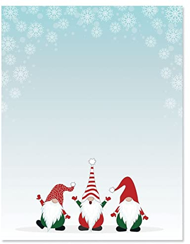 Christmas Gnomes Stationery - Holiday Letters, Printer Paper, 25 Sheets, 8½ x 11 Inch, by Current