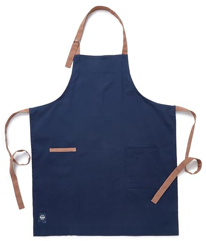 Encasa XO Adjustable Kitchen Cotton Apron With Pockets & Towel Holder Of Size 68x85 cm (Scotch Blue) for Men & Women Chefs For Cooking & Baking in Home, Restaurants & Barbeque
