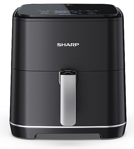 SHARP AF-GS552AE-B Freidora de aire caliente 5,5L con control numérico - Función de pantalla táctil, 8 programas, 1650W, Negro, cocción exenta de aceite
