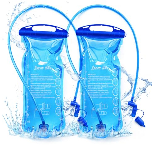 PLUS UP Water Bladder, 2 Pack 2L Hydration Bladder with 360°Rotatable Soft Mouth for Hiking Backpack, BPA Free, Leak Proof Water Reservoir for Running Cycling Biking