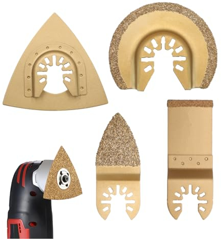 4 pezzi Lama per Sega Oscillante in Carburo, Lame per Sega Multiutensile in Carburo, Multifunzione Oscillante Attrezzo di Carburo, Utensili Oscillanti In Metallo Duro Da Kit, Oscillante Multitool