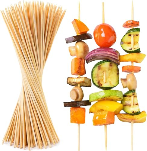 Brochettes en Bois pour Barbecue et Grillades - Batonnets en bambou - Baton brochette pour Fruits (100, 20cm)