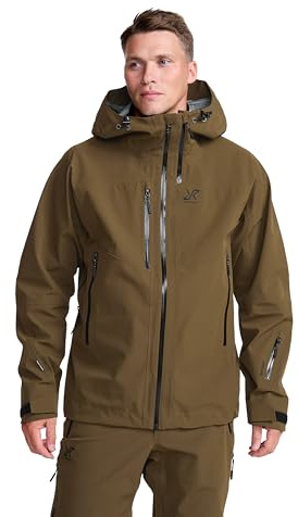 RevolutionRace Cyclone 3L Shell Jacket für Herren, Wasserdichte Jacke mit Recco-Reflektoren zum Wandern, Dark Olive, L