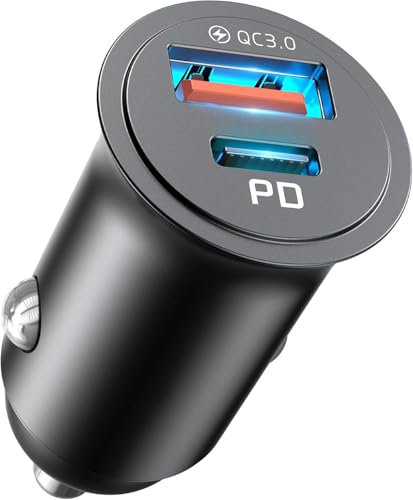 Mr. Gadget's Solutions - Cargador de coche USB dual de 50 W - Adaptador de carga rápida USB-C de 20 W y USB-A de 30 W para iPhone 16/15/14/13, iPad, Samsung, Google - PD3.0 cargador de encendedor de