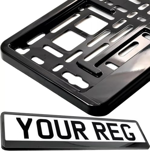 UK Car Fixing Kit - 2X Number Plates Holder Surround / 2X Number Plate License Plates Frame - Front, Rear & Pair UK Registration Accessories For Cars, Vans & Reg Trailers
