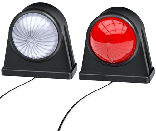Justech 2PCS Side Marker Light Red/White 12/24V IP65 Waterproof for Trailer | 8 LED Double Side Indicator Light Trailer Side Marker Lamps E8-mark,Screw Mount Fit for Trailer Trucks RVs Caravan Lorry