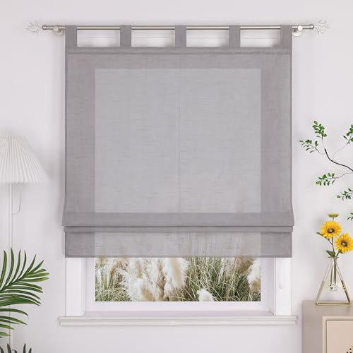 Yujiao Mao Store Römisches Rollo Lichtfilternd Verdunkelnd mit Schlaufen, Moderne Dekoration für Wohnzimmer und Küche Grau BxH 140x140cm