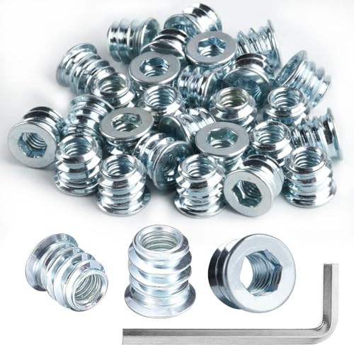 50 Piezas Insertos Roscados, Tuercas de Rosca M5 x 10 mm, Inserto Roscado Hexagonal, Tuercas Roscadas, Casquillos Tuerca de Inserción para Muebles de Madera