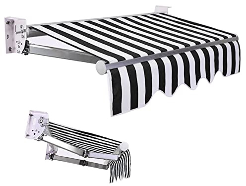 Tenda da sole retrattile per patio, 200 x 150 cm, parasole da parete con manovella, impermeabile, protezione UV, angolo regolabile, braccio articolato per terrazza, balcone, giardino