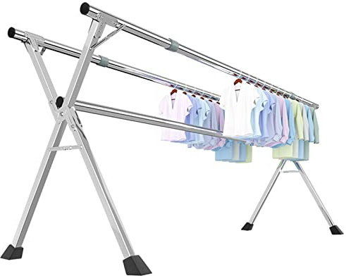 Tendedero portátil plegable con ruedas, 2 m, torre de secado de suelo de doble capa, grande, plegable, para uso en interiores y exteriores