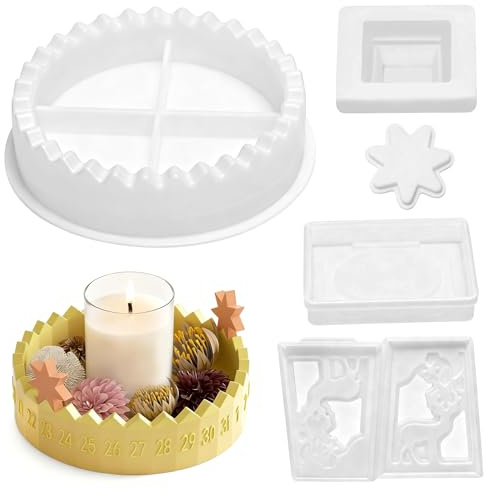 Stampi Portacandele Calendario Avvento, Stampi per Resina per Candele Lanterne Natalizie, Stampi in Silicone Portacandele Avvento per Festivo Decorativo