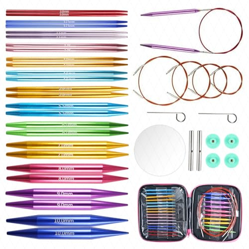 Circular Knitting Needles, 13 Pair Interchangeable Circular Knitting Needle Set 3.0mm-10.0mm, Round Knitting Needles for Handmade DIY Knit