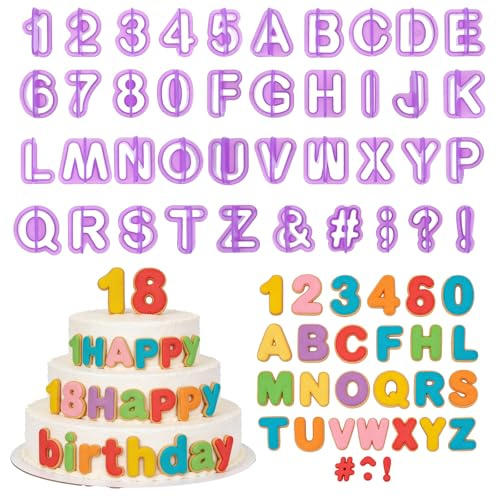 WJIAAA Fondant Letter Cutters Set of 40, 0.94x0.83 Inch Plastic Alphabet Molds, Clay Letter Stamps for Fondant, Cake Decorating Tools for Parties & Holidays (Purple)