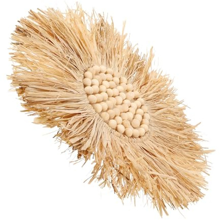 ABOOFAN Decorazione da Parete in Rafia Intrecciata Legno Naturale, Ornamento Nordico Creativo per Soggiorno e Ufficio, Design Unico e Stile Naturale