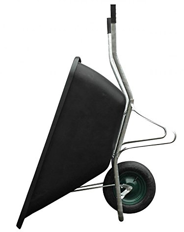 YERD Basis: Große Hofkarre/Stallkarre/Schubkarre aus der Landwirtschaft, mit verzinktem Gestell, 1-Rad oder 2-Rad Ausführung, made in EU (200 Liter/schwarz)