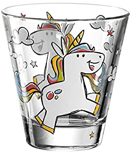 Leonardo Bambini 017902 - Bicchiere per bambini in vetro con motivo animale, lavabile in lavastoviglie, 1 pezzo, 215 ml
