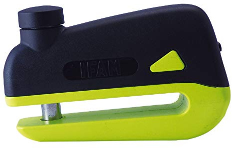 IFAM Antirrobo para Freno de Disco Moto, Modelo Grid75, Color Amarillo, 5.5 mm Diámetro, Incluye 3 Llaves, Compacto y Seguro, Acero Endurecido