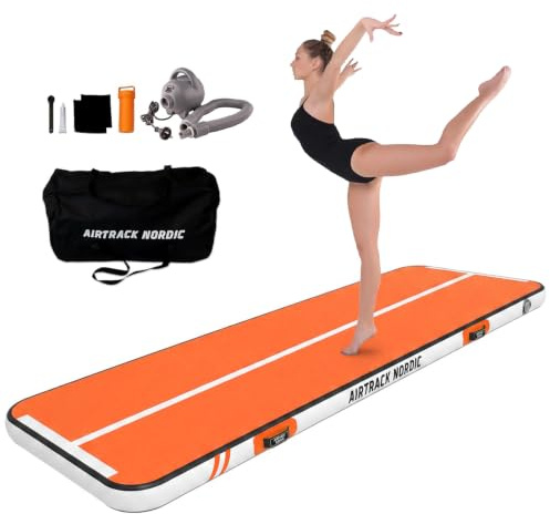 AirTrack Nordic Home Special Edition Air Track 3m/4m/5m/6m/7m/8m avec pompe à air - tapis de gym gonflable – Durable et facile à transporter Tapis de gymnastique, piste gonflable, tapis tumbling