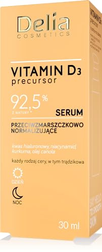 Delia Cosmetics – Vitamin D3 Precursor - Anti-Wrinkle Normalising Serum - All Skin Types – Acne Skin – Hydrating – Firming – Hyaluronic Acid – Niacinamide – Tumeric – Canola Oil – 30ml