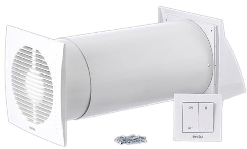 LIRAST 150mm Dezentrale Lüftungsanlage mit Wärmerückgewinnung - Wandlüfter mit Schalter - Lüftung mit Wärmerückgewinnung - Rekuperator mit Keramikwärmetauscher - Lufttauscher Wohnraumlüftung