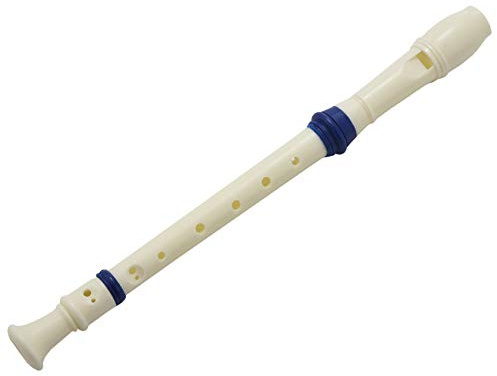Shanhua Students Plastic 8 Holes Soprano Recorder Flute Beige Blue w Cleaning Stick