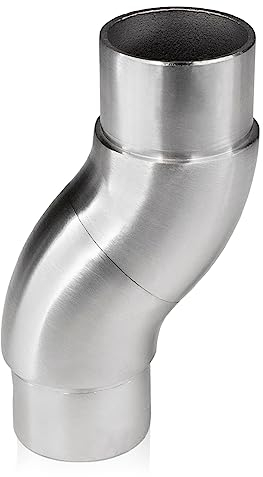 PRIOstahl Raccord de tuyau flexible - 1 pièce - Diamètre : 33,7 mm - Pour tubes ronds, construction de rampes - Raccordement à emboîter - En acier inoxydable V2A