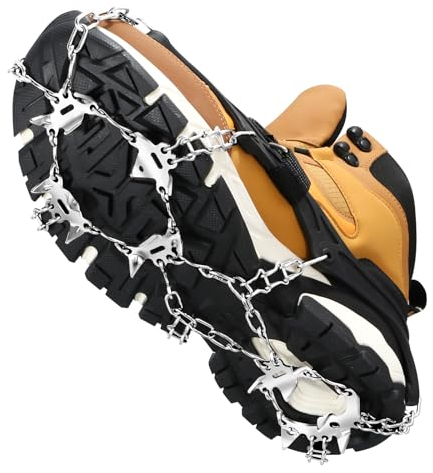 Steigeisen für Bergschuhe 19 Zähne, 403 Edelstahl Ice Klampen Steigeisen mit 2 Klettbänder, Anti Rutsch auf EIS und Schnee für Wandern Klettern Bergsteigen Eisfischen im Winter (XL (EU 45-47))