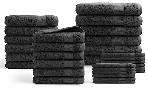 DoubleDry Hotel Collection Towel Set - 30 Pieces - 100% Cotton - 500 g/m² - Soft - Absorbent - Oeko-TEX Certified (Anthrazit)