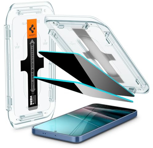 Spigen EZ Fit Privacy Härdat Glas [2 Stycken] för Samsung Galaxy S25 | Samsung Galaxy S24, Anti-Spy, Sekretesskydd, 9H hårdhet