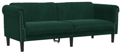 vidaXL Canapé à 3 Places, Siège avec Accoudoirs et Dossier, Meuble de Salon Salle de Séjour Intérieur, Moderne, Vert Foncé Velours