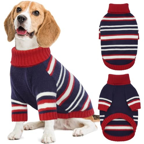 Kuoser M Dog Jumper Medium, Dog Sweater Warm, Knitted Dog Pullover Christmas Dog Jumper, Winter Dog Clothes for Medium Dogs, Turtleneck Dog Fleece Coat Soft Dog Sweatshirt, Pet Christmas Outfit