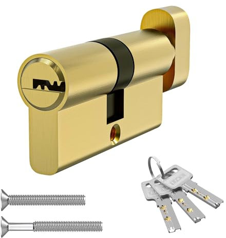 MANICAF Knaufzylinder 30/30, Euro-Zylinder-Schloss, Schließzylinder mit Knauf, Sicherheitsschloss Haustür, Zylinderschloss 60mm mit 3 Messing Schlüssel