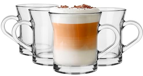 Glasmark Krosno Lot de 4 verres à café 0,28 litre, verres à thé, tasses à café, verres à eau, verres à jus, petits verres lavables au lave-vaisselle 4 x 280 ml
