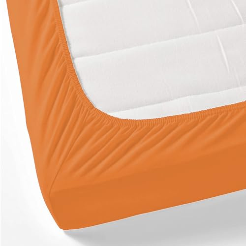 GREATOYAR Sábana Bajera Ajustables, Sábana Bajera Cama, Ropa de Cama, Sábana Cómoda, Protector de Colchón, Ropa de Cama, 100% Polyester, Cama 105x190cm, Cama 105x200cm, Naranja
