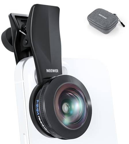 NEEWER Obiettivo Fish Eye VR da 14mm 170° con Clip Filettata da 17mm, Vista Panoramic Fisheye per Streaming, Paesaggi Esterni, Architettura, Compatibile con iPhone 16 Pro Max Android S25 Ultra, LS-77