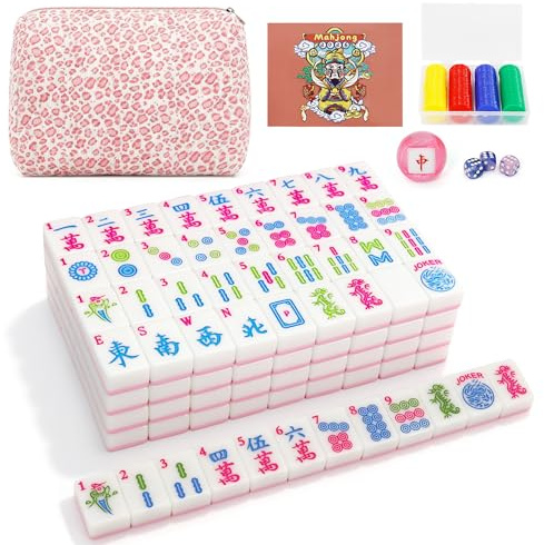 Jolitac American Mahjong Game Set, 166 Premium Tiles, 1.2-inch Mahjong Tile Set with Sturdy Carrying Bag, Thickened Mah-Jongg Tiles Bag Portable Travel Complete Mahjong Set