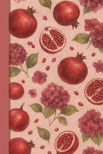 Pomegranate & Hydrangea Notebook: Elegant Watercolor Journal with Pomegranates and Burgundy Flowers – 120 Graph Pages for Notes, Sketches, and Everyday Inspiration