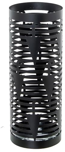 DRW Porte-parapluie rond avec parapluie en métal noir 49 x 19 x 19 cm