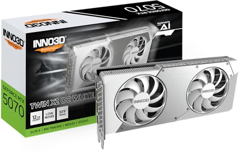 INNO3D NVIDIA GeForce RTX 5070 Twin X2 OC 12 Go GDDR7 192 Bits PCI Express Gen 5 Carte Graphique de Jeu ? N50702-12D7X-195064W (Blanc)