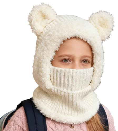 Berretto invernale con orecchie di orso, cappello invernale per bambini, caldo per il freddo, materiale morbido lavorato a maglia, design animale 3D, accessorio alla , cappello per sport all'aria
