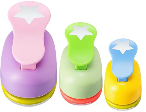 Juego De 3 Perforadoras De Estrella Con Motivos Navideños, Juego De Perforadoras De Papel, Cortes Limpios, Bordes Perfectos, Tamaños De Agujero: 5 Cm, 2,5Cm, 1,5 Cm, Para Manualidades